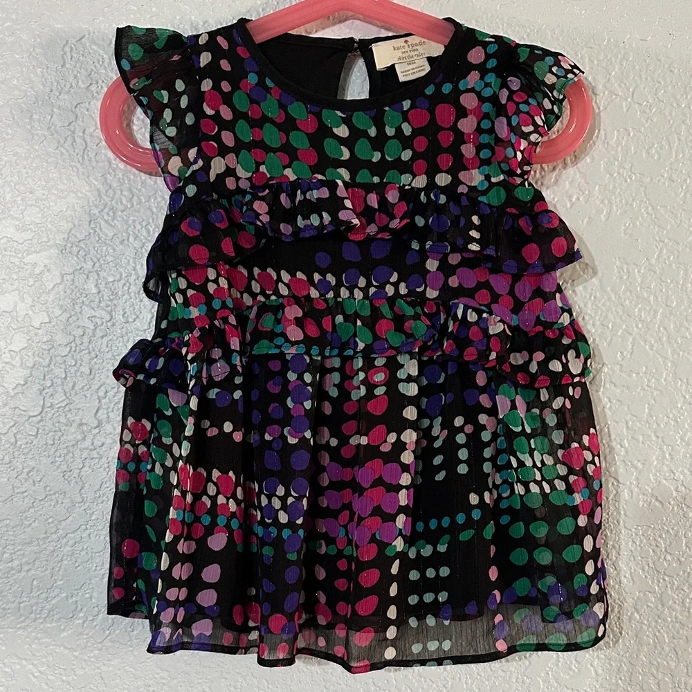 Kate Spade Kids Multicolor Ruffles Flowing Polka Dot Pink Purple Dress 18 months
